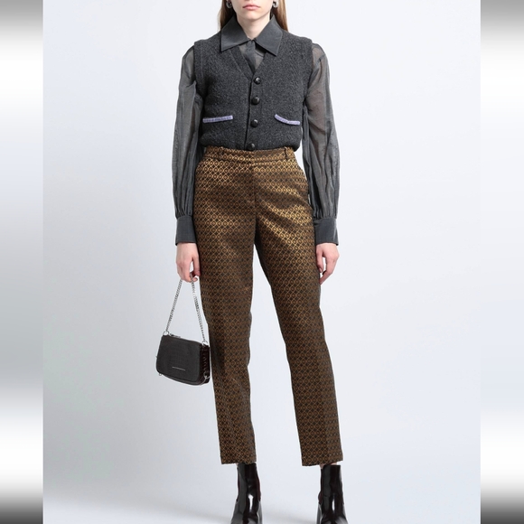 Good Mood Italia Pants - NWT Sz 26 black and bronze jacquard trousers